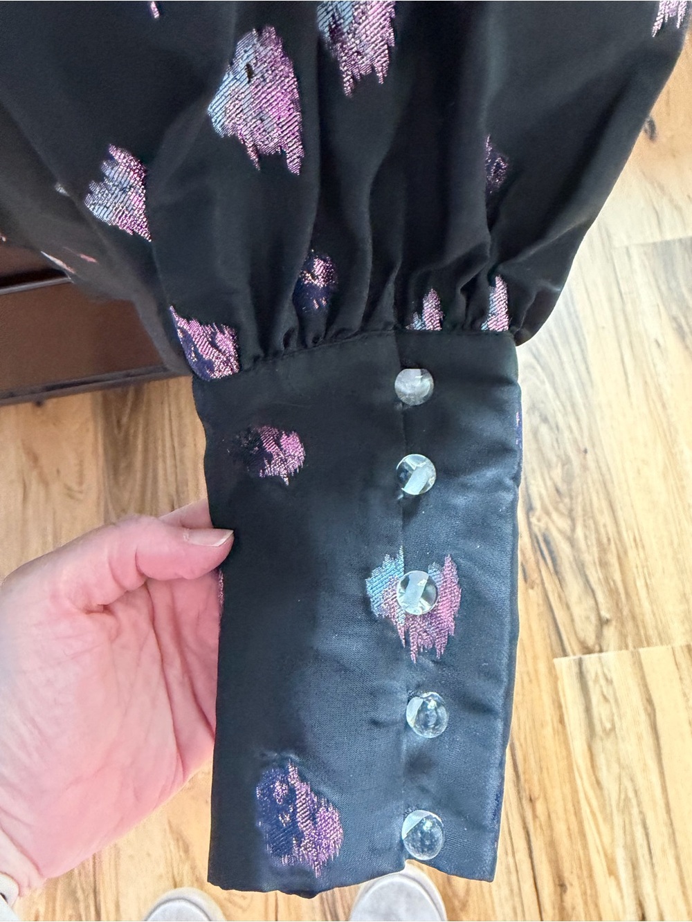 Tuckernuck Black and Blurred Dot FIL Coupe Cortana Blouse - Picture 5 of 5